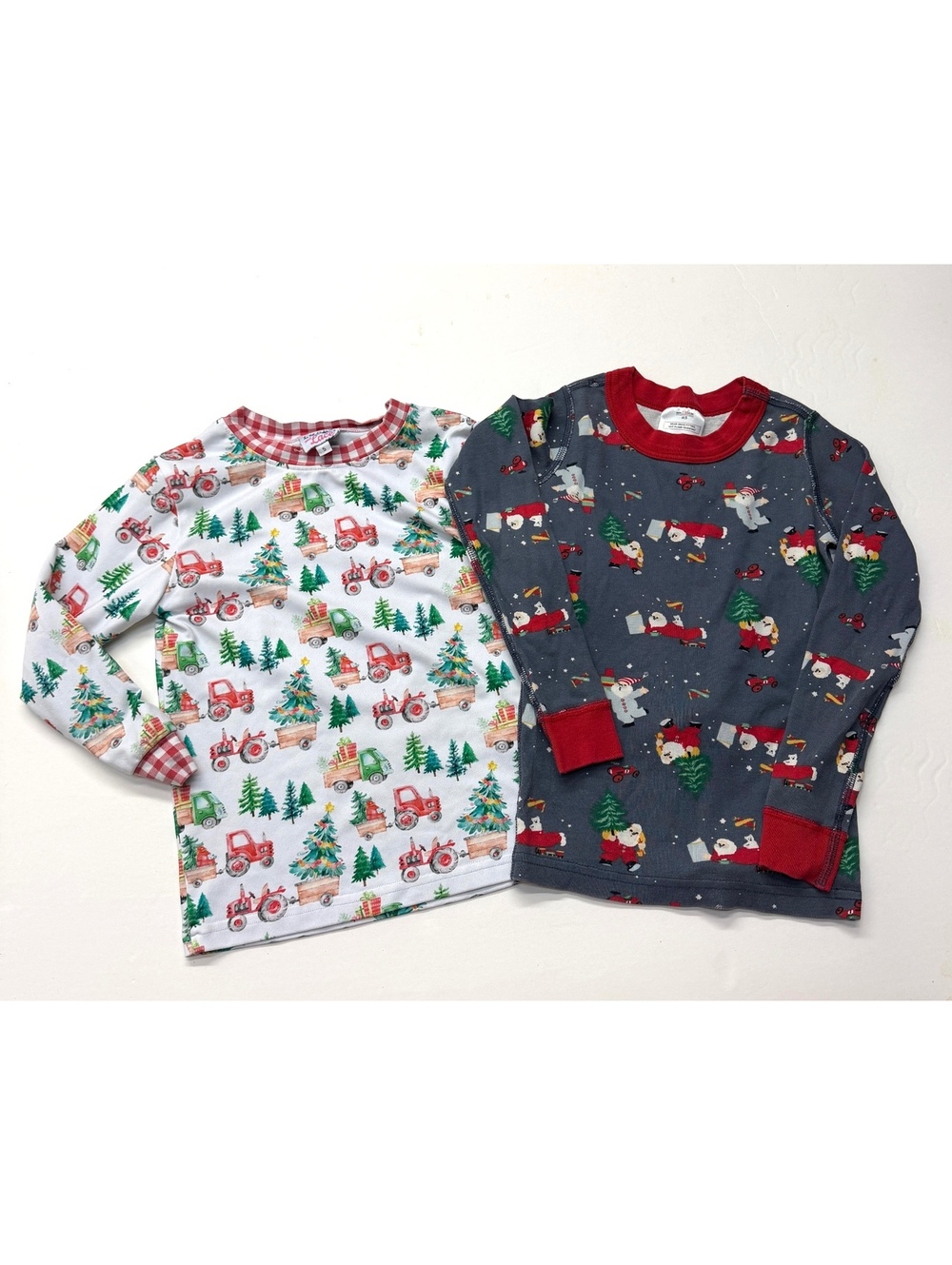 Hanna Andersson Lures & Lace Boys Holiday Christmas Lot of 2 Pajama Shirts Sz 5